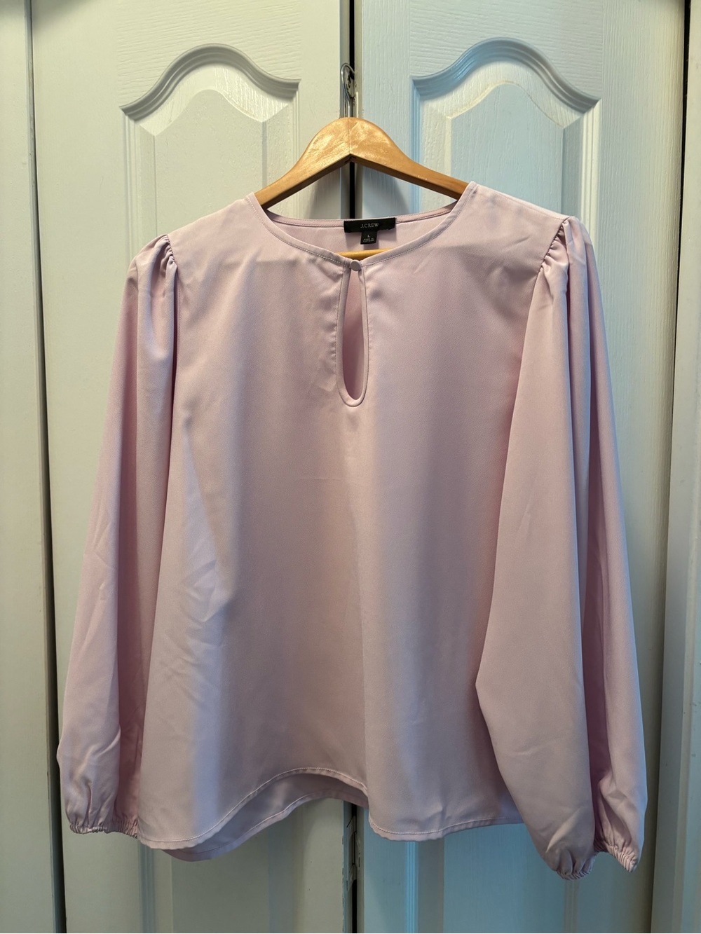 J. Crew Pale Lavender Keyhole Long-Sleeve Blouse